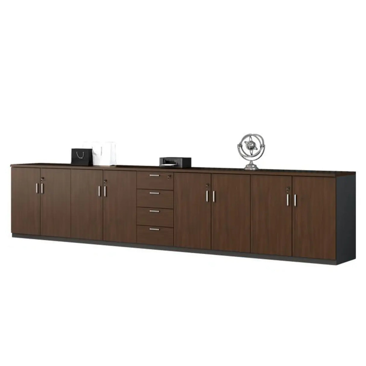 Office Wood Horizontal Brown Secure Filing Cabinet Image - 12