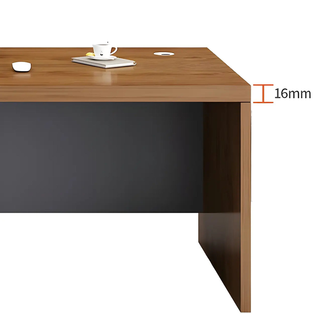 Office Wooden Standard Width Black Base Executive Desk Image - 10