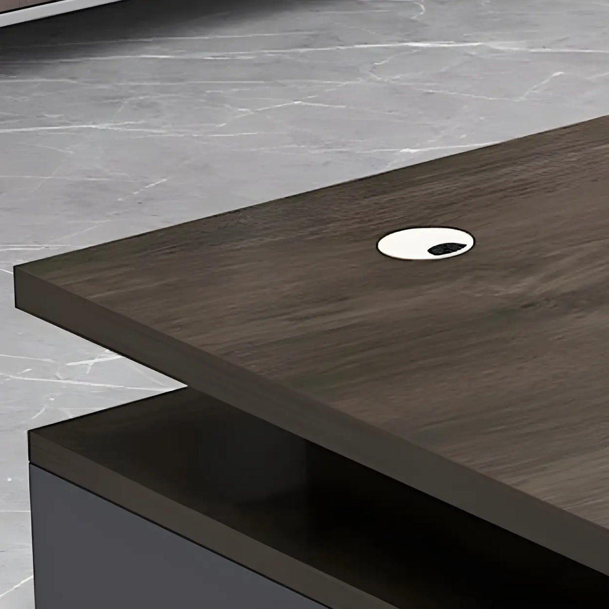 Office Wooden Standard Width Black Base Executive Desk Image - 11