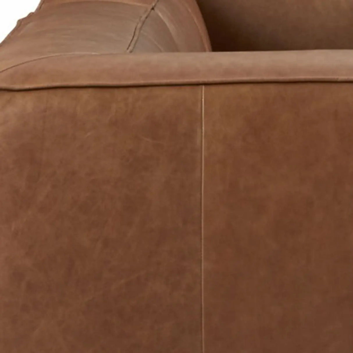 Oiled Leather Square Arm Cushion Back Foam Fill Sofa Image - 5