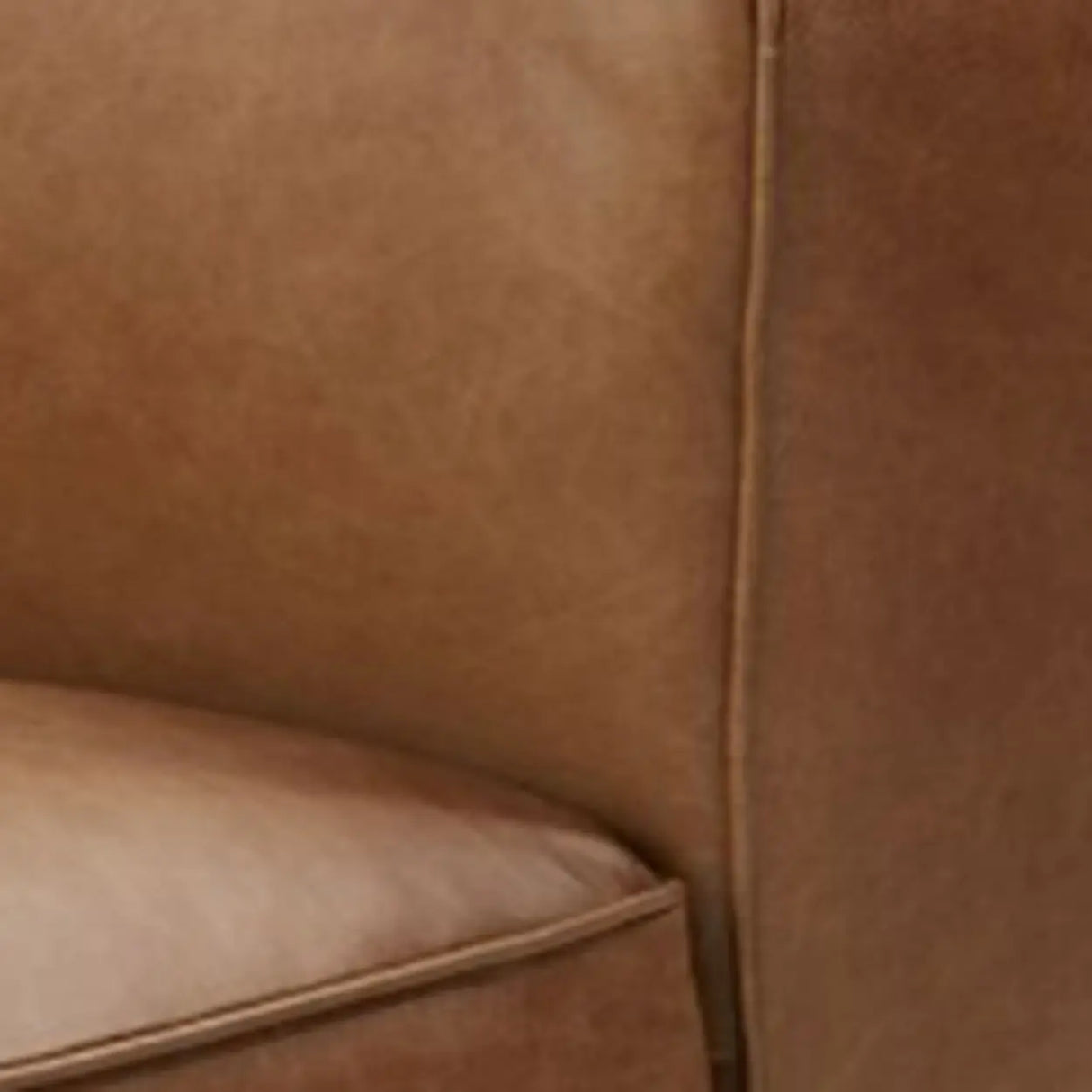 Oiled Leather Square Arm Cushion Back Foam Fill Sofa Image - 6