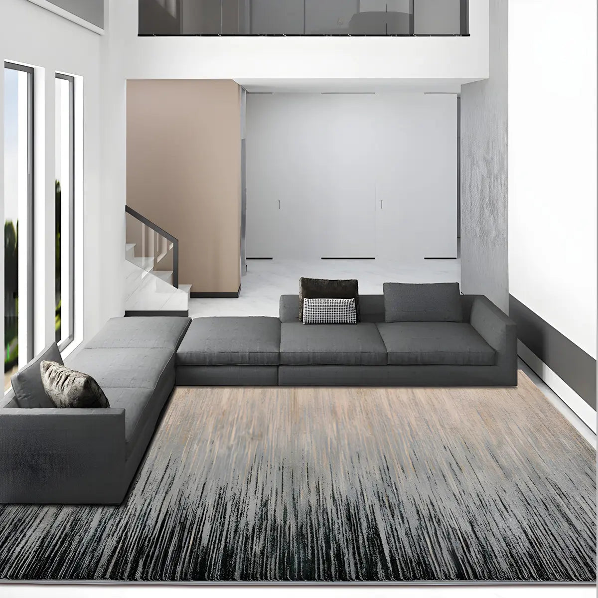 Ombre Rectangle Polyester Stain-Resistant Area Rug Image - 1