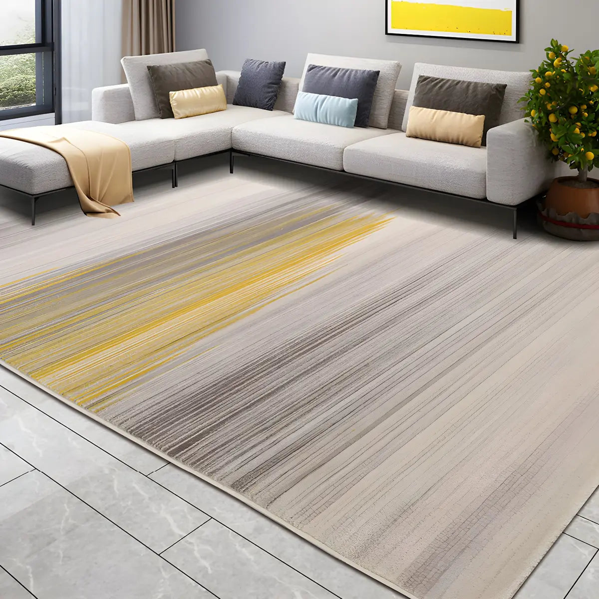 Ombre Rectangle Polyester Stain-Resistant Area Rug Image - 12