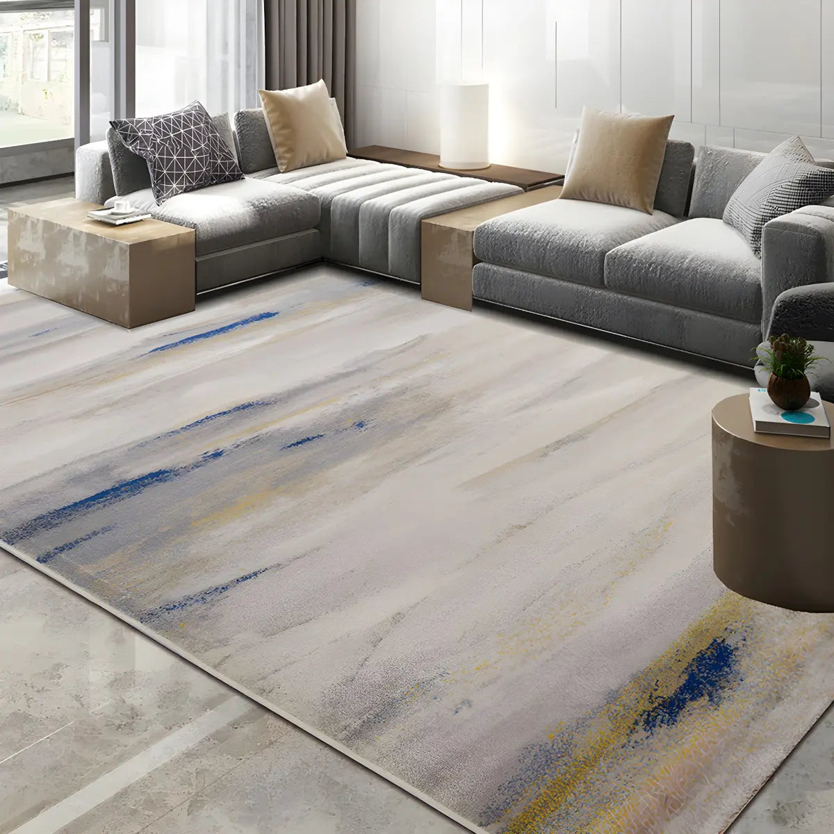 Ombre Rectangle Polyester Stain-Resistant Area Rug Image - 13