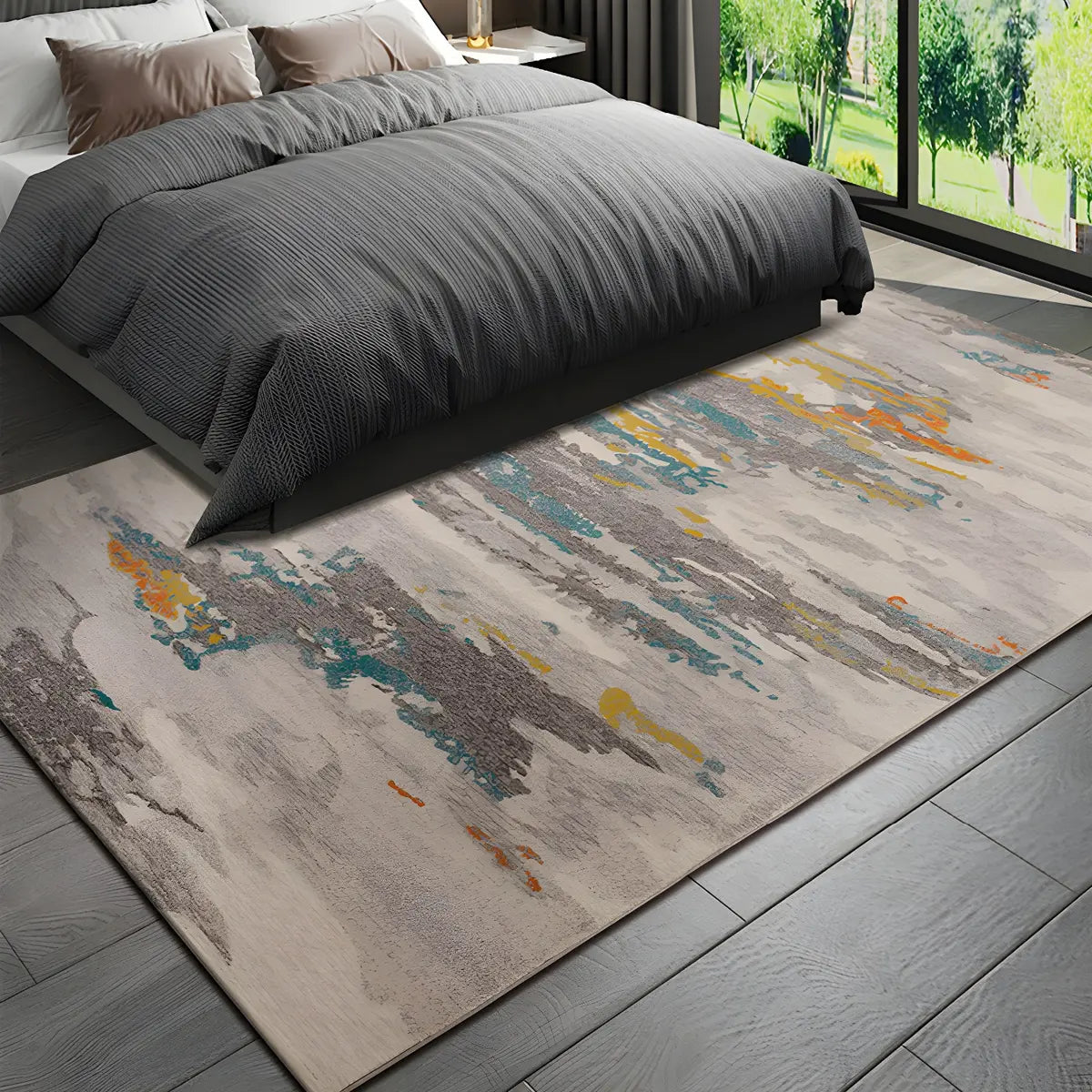 Ombre Rectangle Polyester Stain-Resistant Area Rug Image - 14