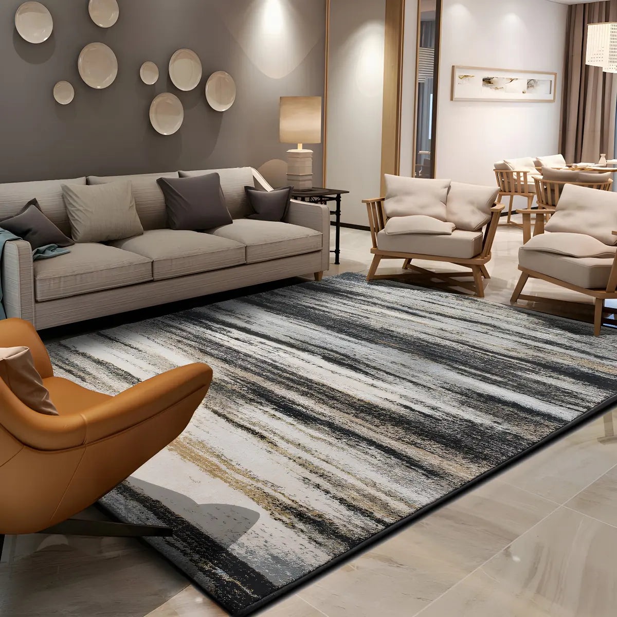 Ombre Rectangle Polyester Stain-Resistant Area Rug Image - 15