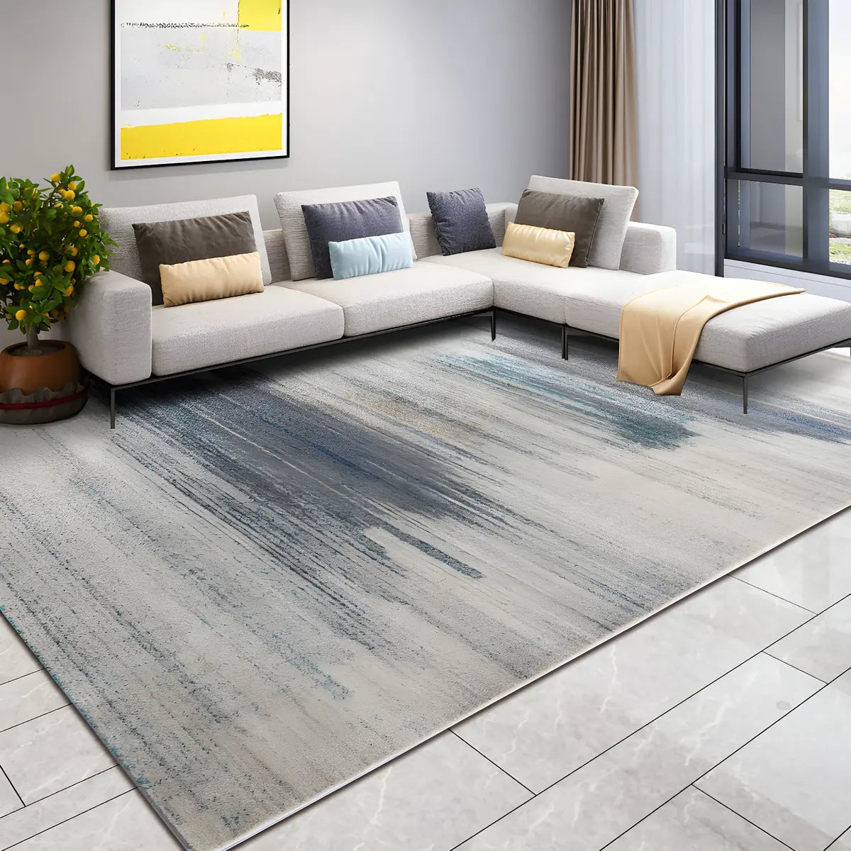 Ombre Rectangle Polyester Stain-Resistant Area Rug Image - 16