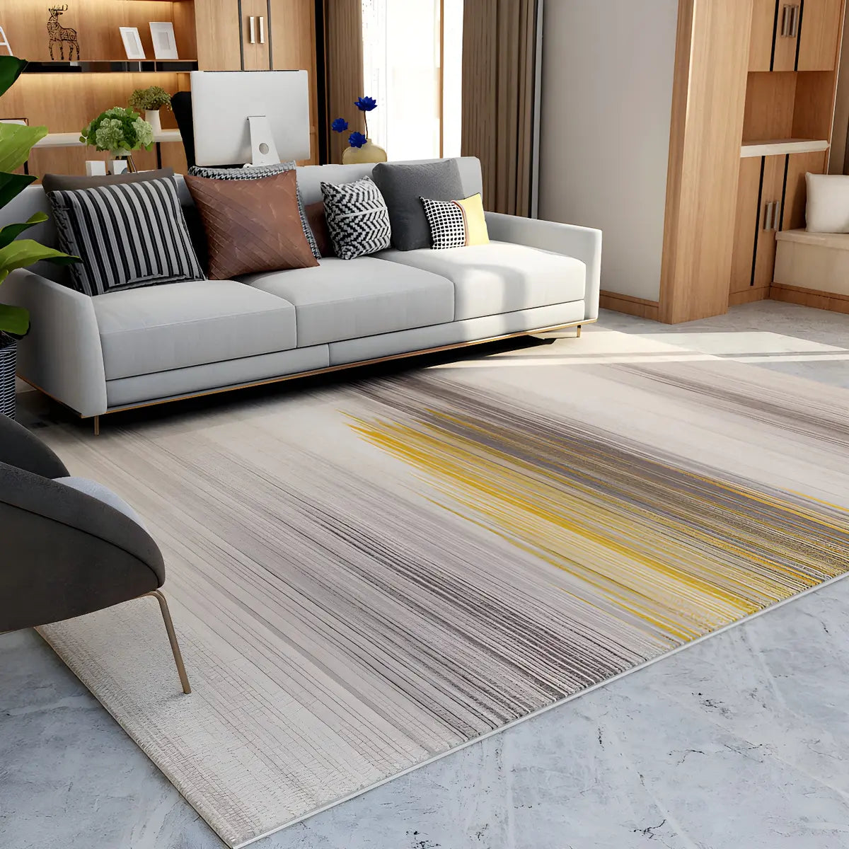 Ombre Rectangle Polyester Stain-Resistant Area Rug Image - 18