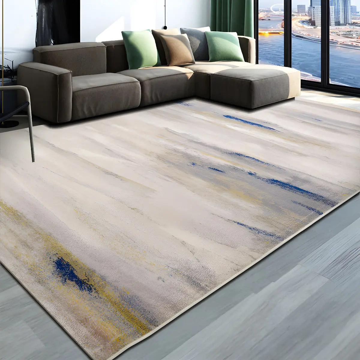 Ombre Rectangle Polyester Stain-Resistant Area Rug Image - 3