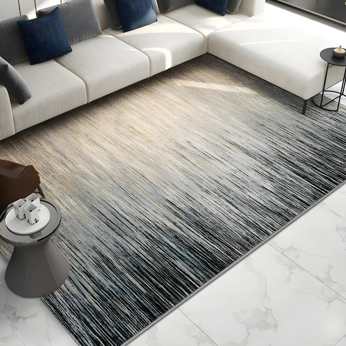 Ombre Rectangle Polyester Stain-Resistant Area Rug Image - 4