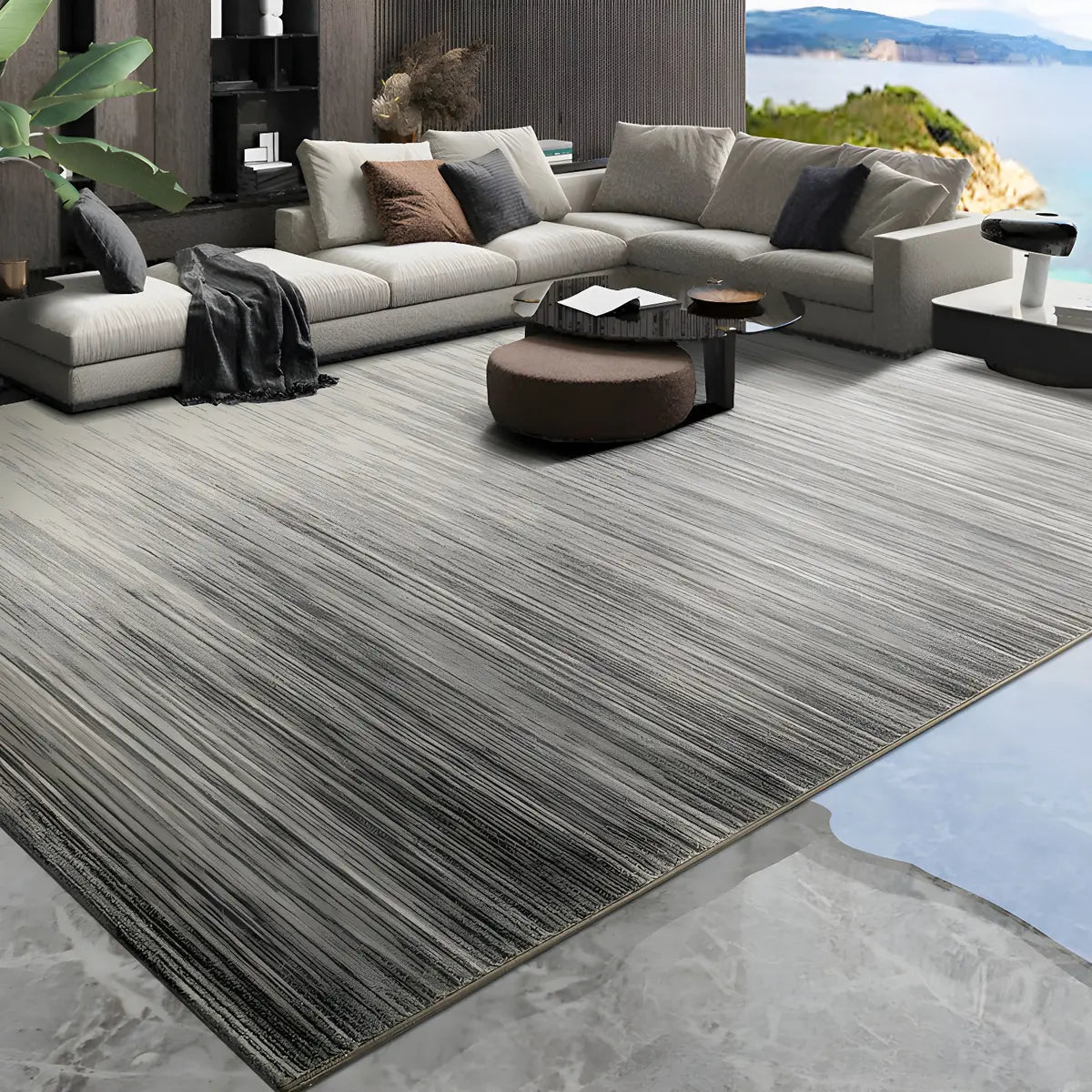 Ombre Rectangle Polyester Stain-Resistant Area Rug Image - 6