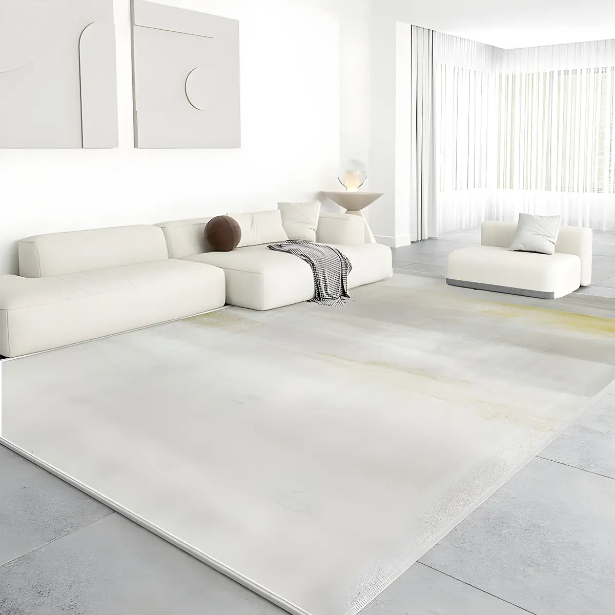 Ombre Stylish Abstract Polypropylene Beige Area Rug Image - 1