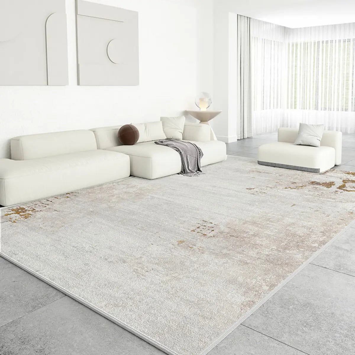 Ombre Stylish Abstract Polypropylene Beige Area Rug Image - 2