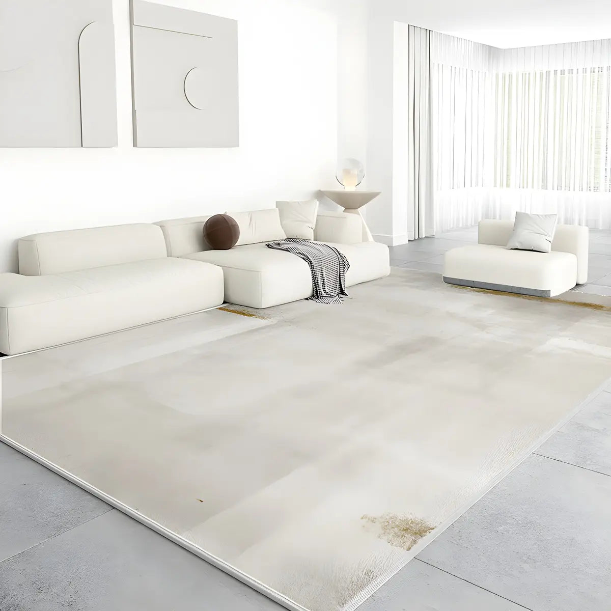 Ombre Stylish Abstract Polypropylene Beige Area Rug Image - 3