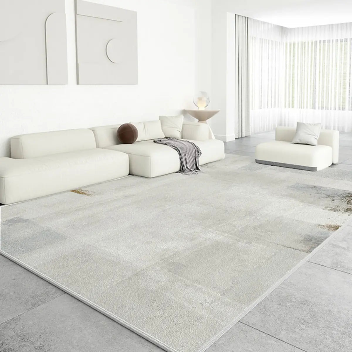 Ombre Stylish Abstract Polypropylene Beige Area Rug Image - 4