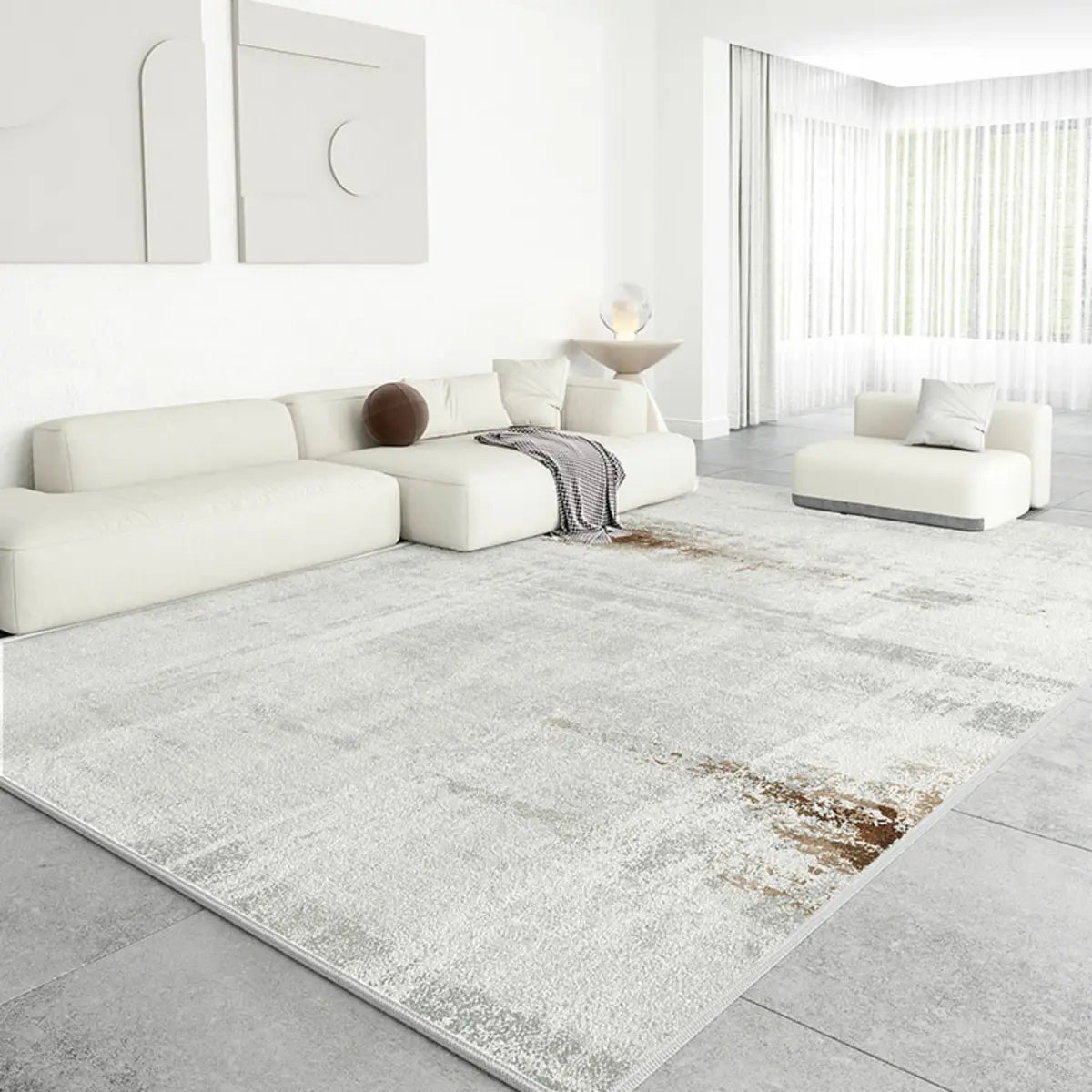 Ombre Stylish Abstract Polypropylene Beige Area Rug Image - 5