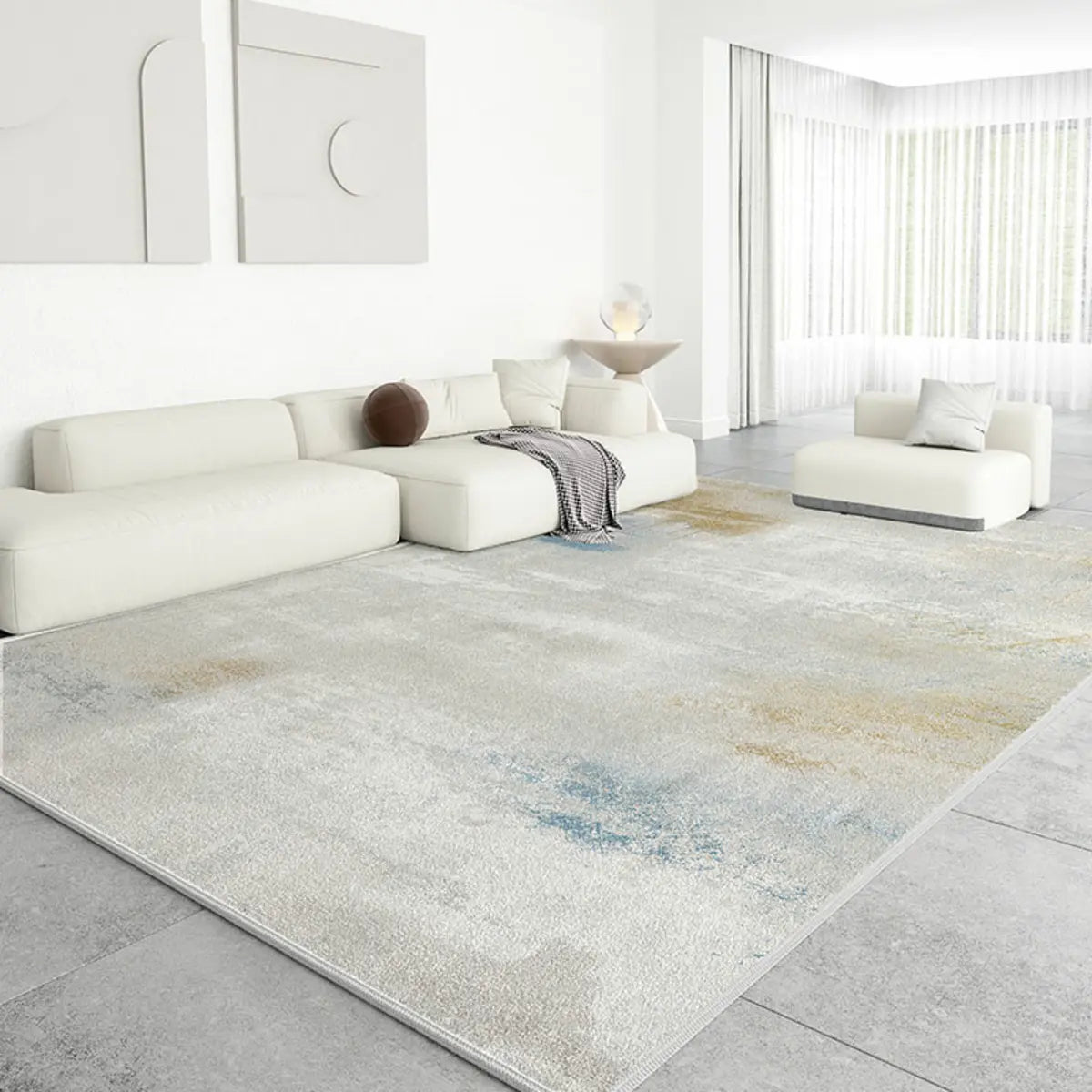 Ombre Stylish Abstract Polypropylene Beige Area Rug Image - 7