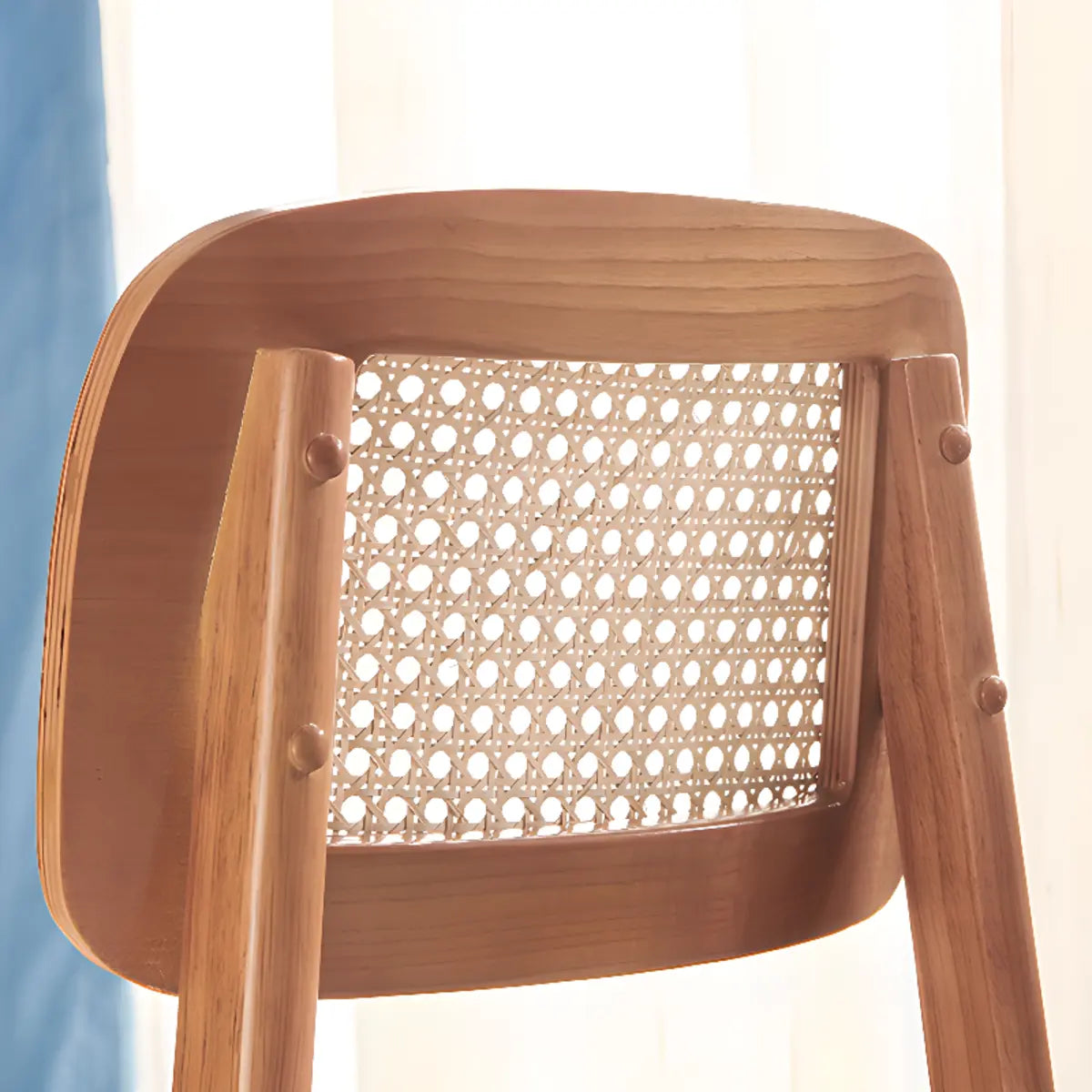 Open Back Armless Rattan Side Chair Wood Dining Chair Image - 10