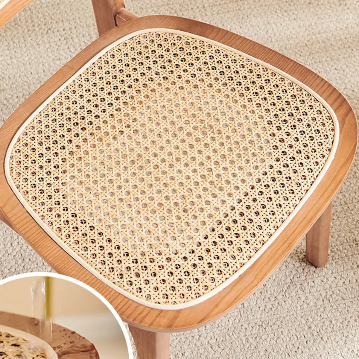 Open Back Armless Rattan Side Chair Wood Dining Chair Image - 11