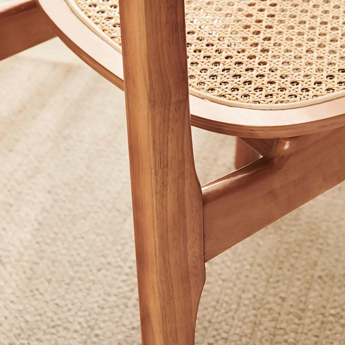 Open Back Armless Rattan Side Chair Wood Dining Chair Image - 12