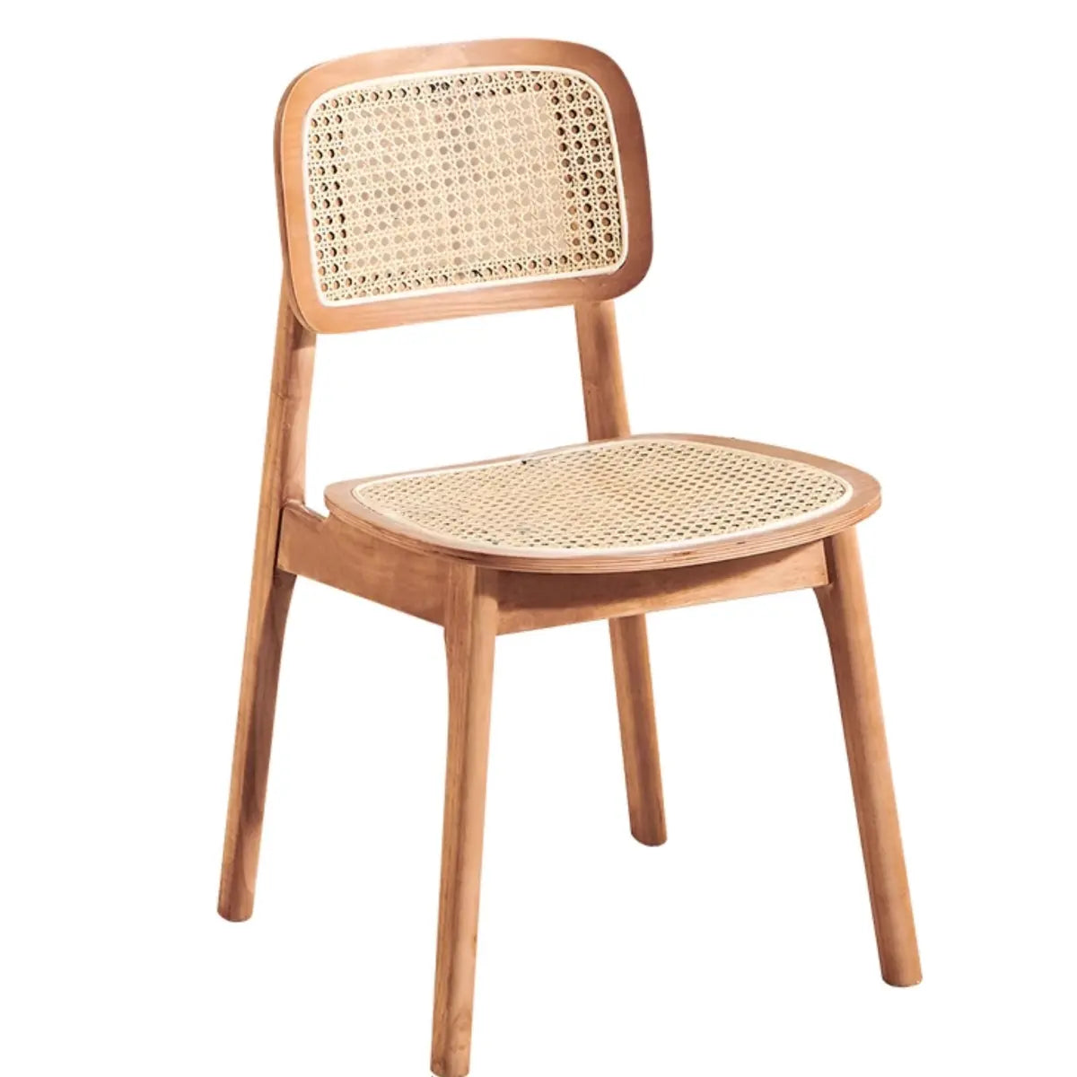Open Back Armless Rattan Side Chair Wood Dining Chair Image - 13