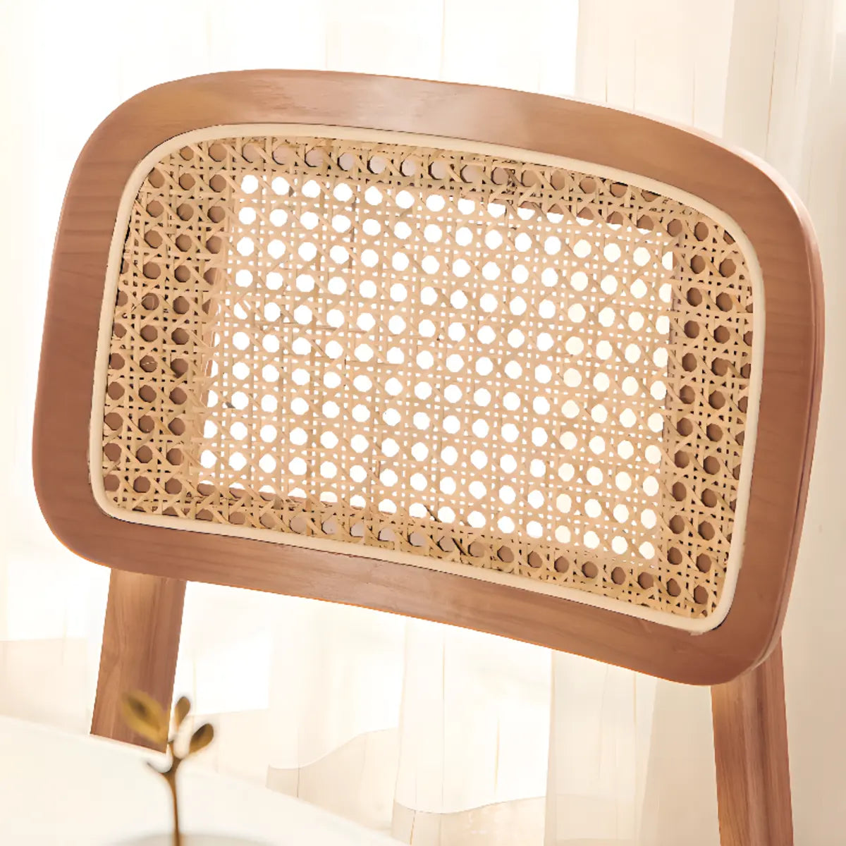 Open Back Armless Rattan Side Chair Wood Dining Chair Image - 9