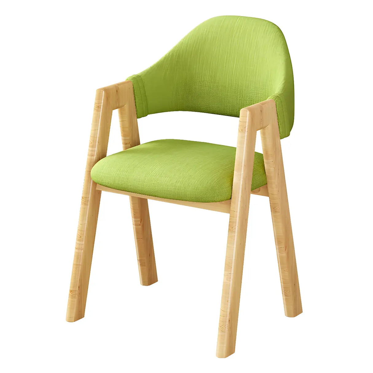 Open Back Cotton Leather Dining Arm Chair with Wood Leg Image - 10