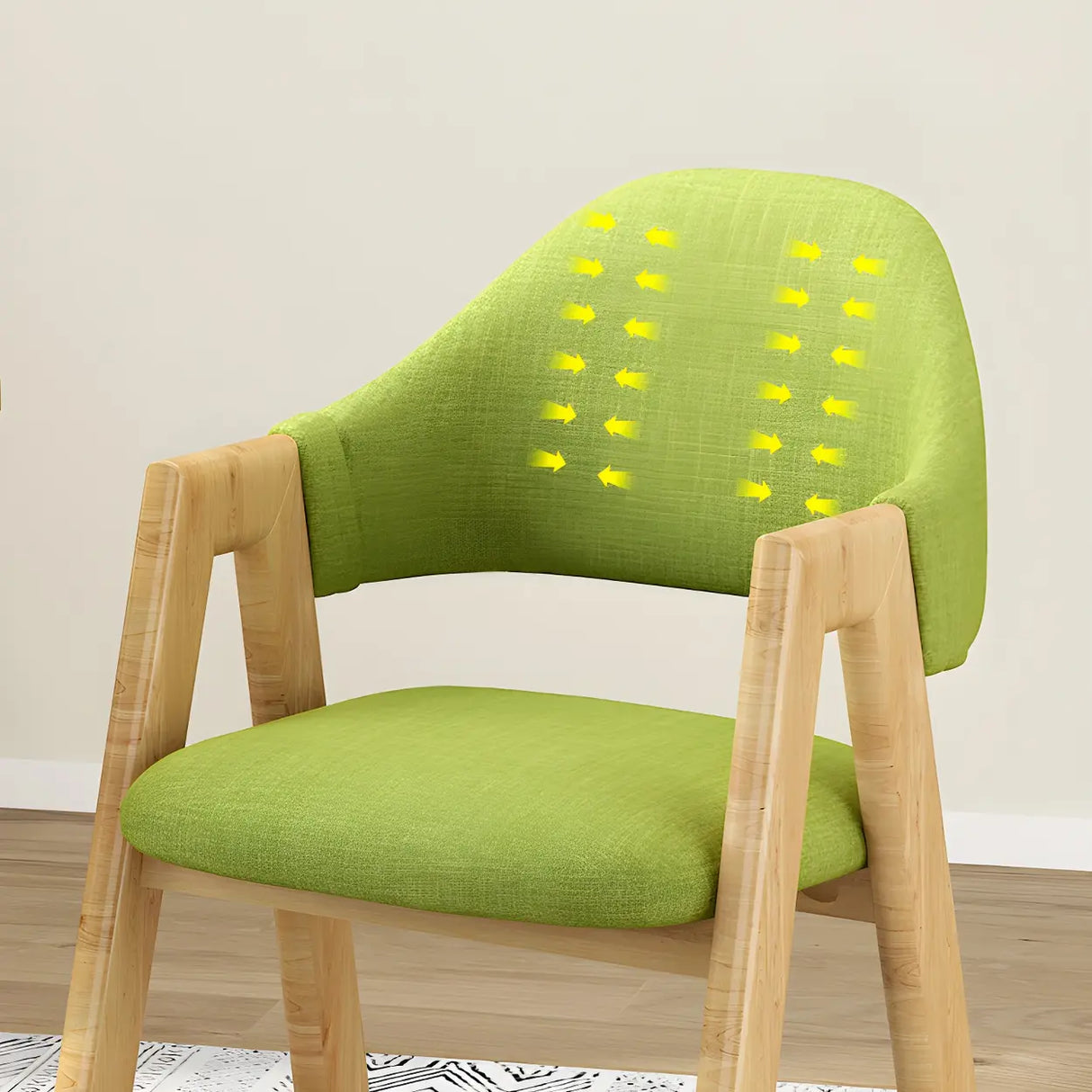 Open Back Cotton Leather Dining Arm Chair with Wood Leg Image - 13