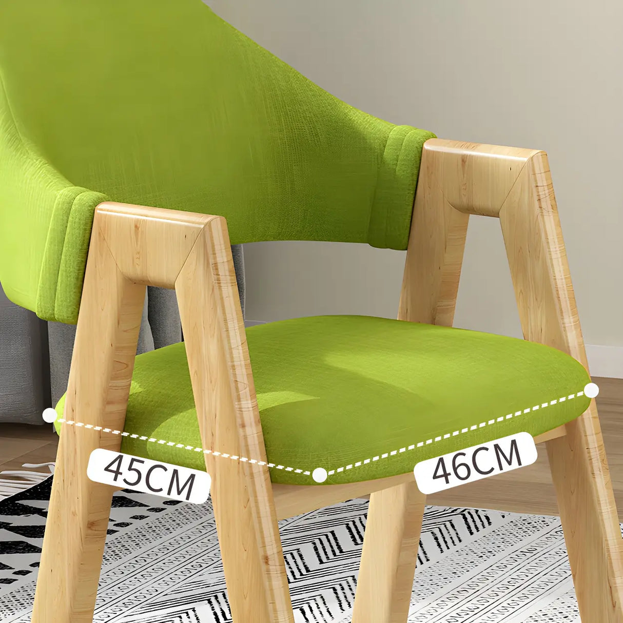 Open Back Cotton Leather Dining Arm Chair with Wood Leg Image - 16