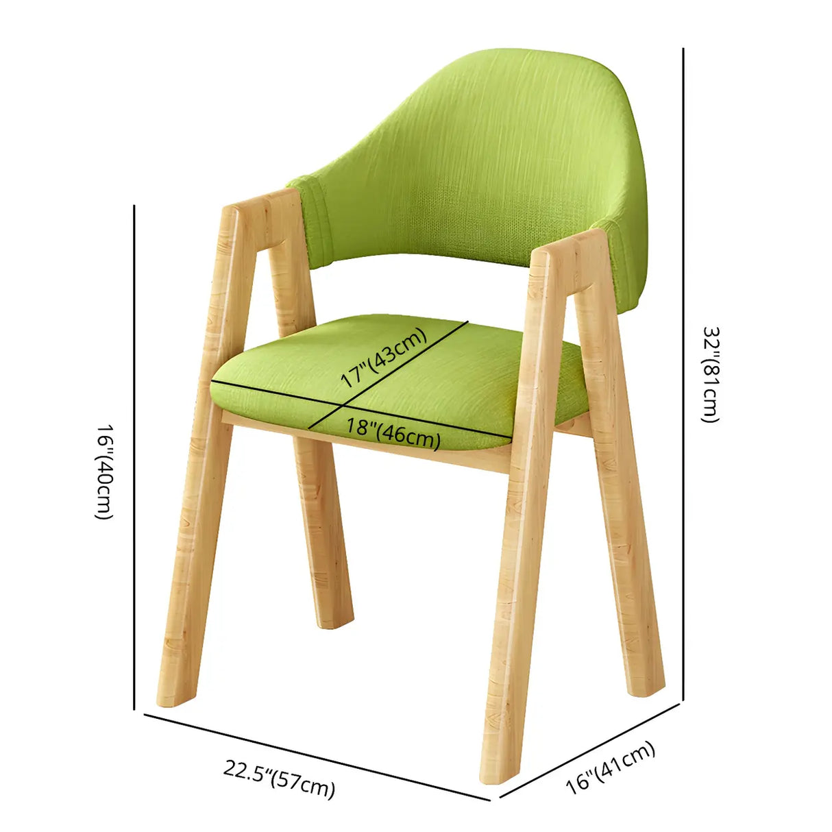 Open Back Cotton Leather Dining Arm Chair with Wood Leg Image - 20