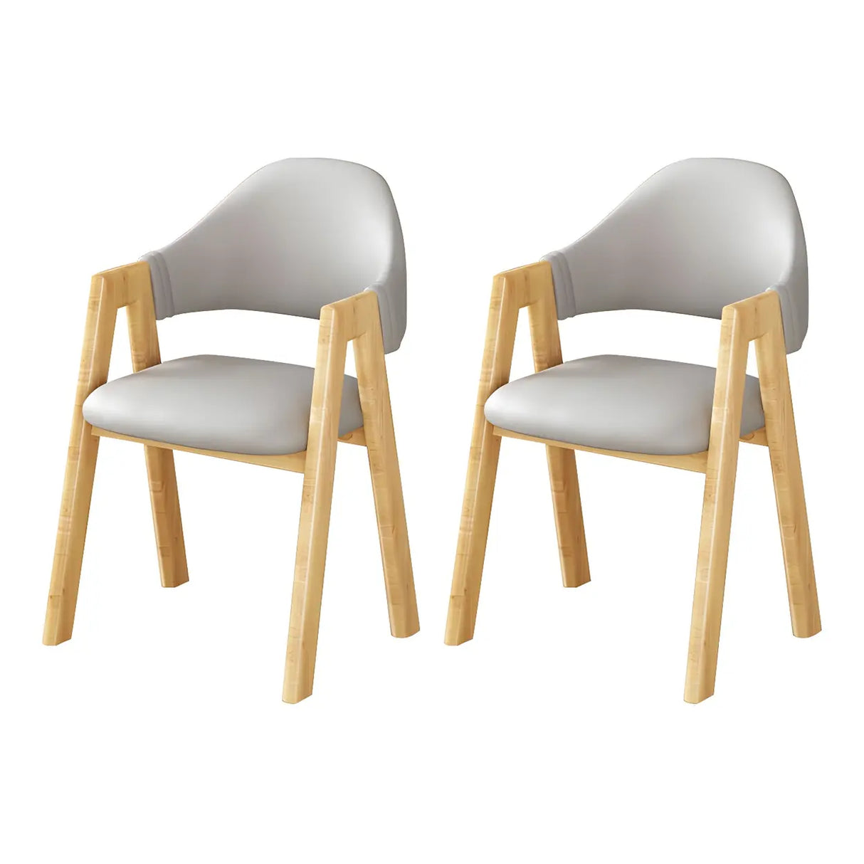 Open Back Cotton Leather Dining Arm Chair with Wood Leg Image - 26