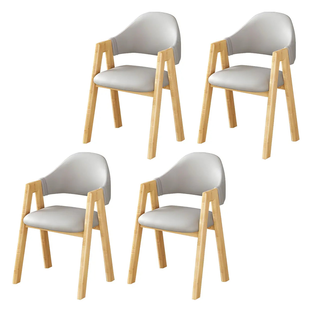 Open Back Cotton Leather Dining Arm Chair with Wood Leg Image - 27