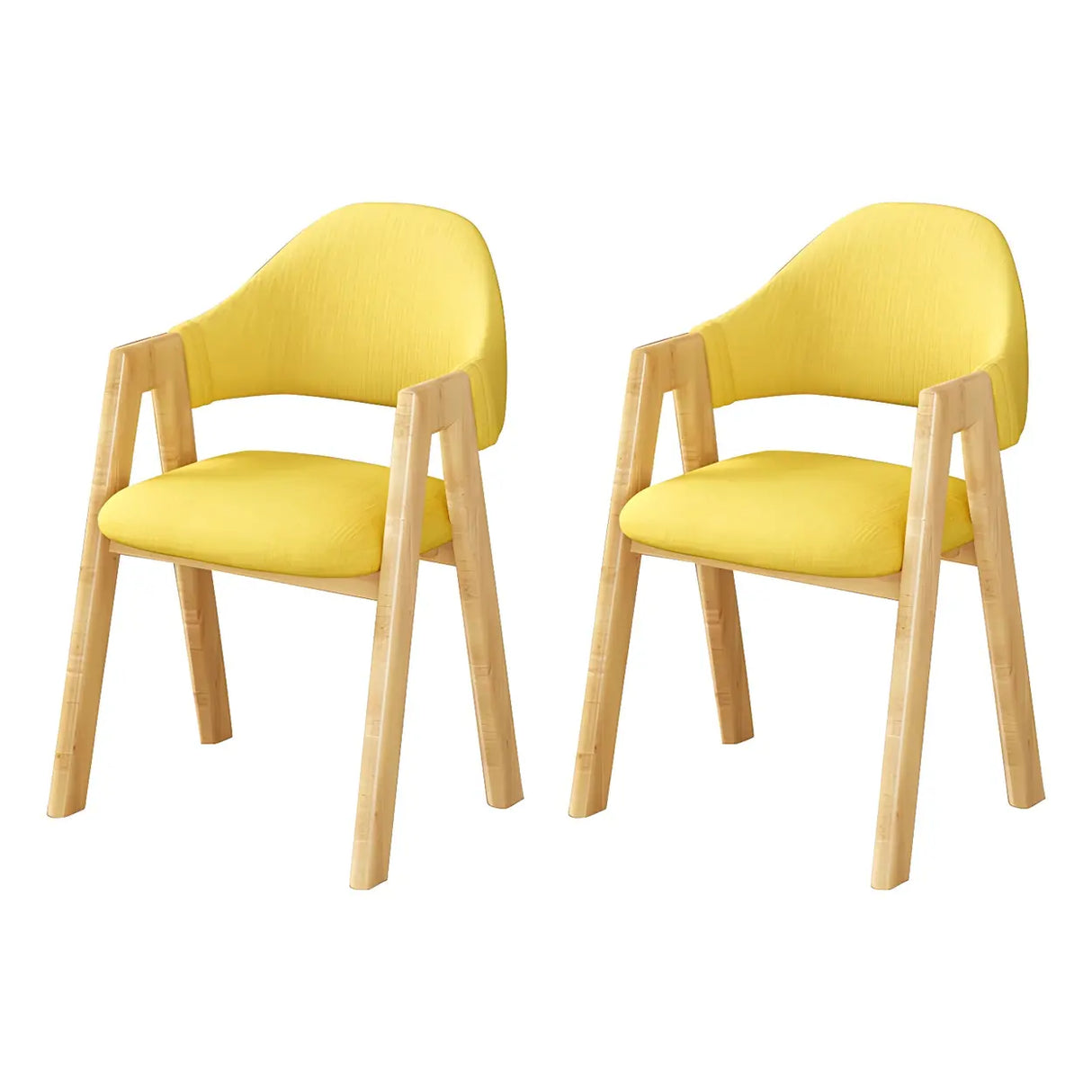 Open Back Cotton Leather Dining Arm Chair with Wood Leg Image - 56