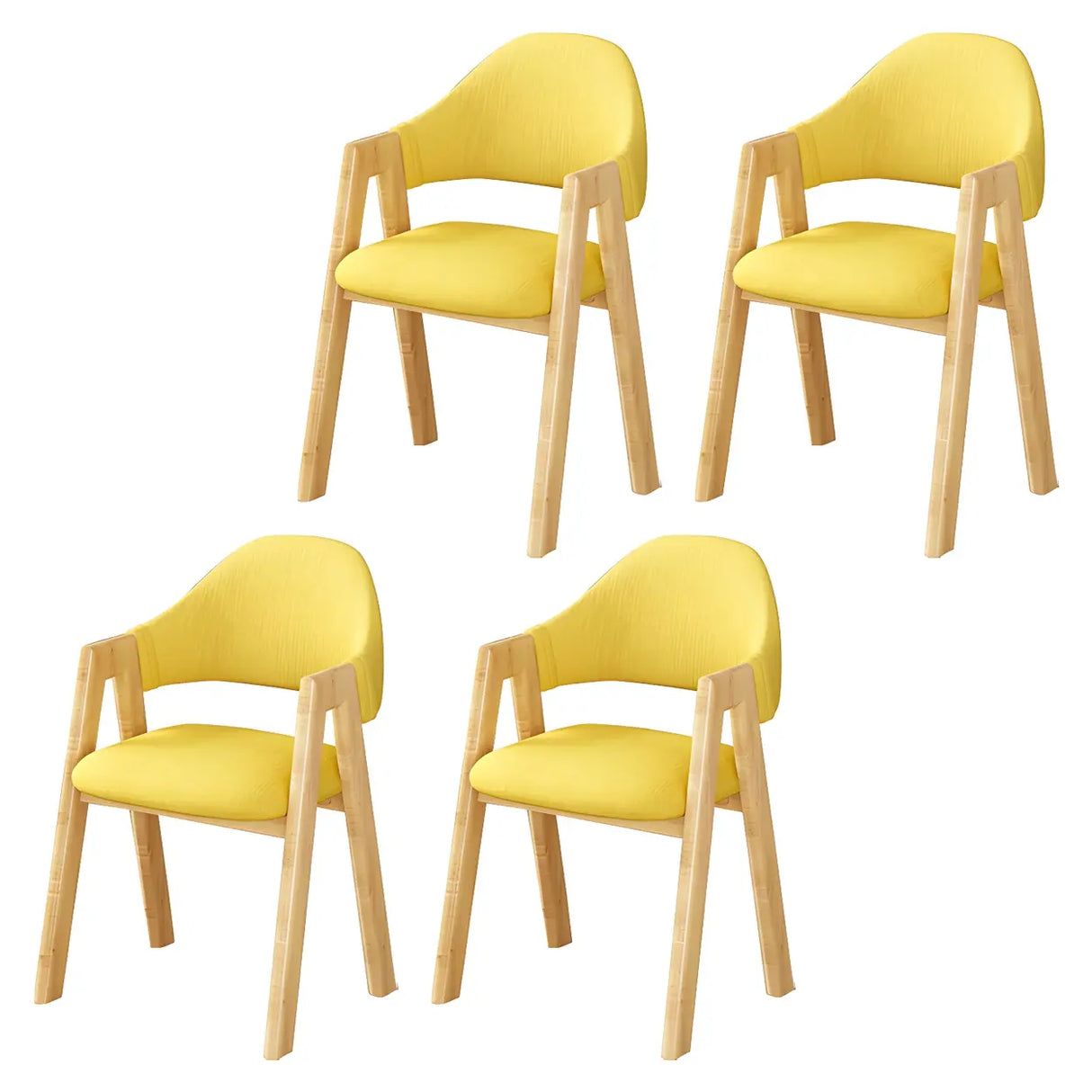 Open Back Cotton Leather Dining Arm Chair with Wood Leg Image - 57