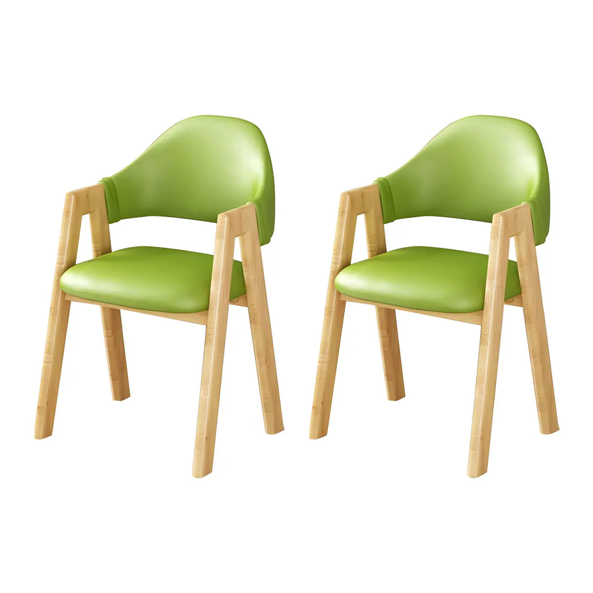 Open Back Cotton Leather Dining Arm Chair with Wood Leg Image - 62