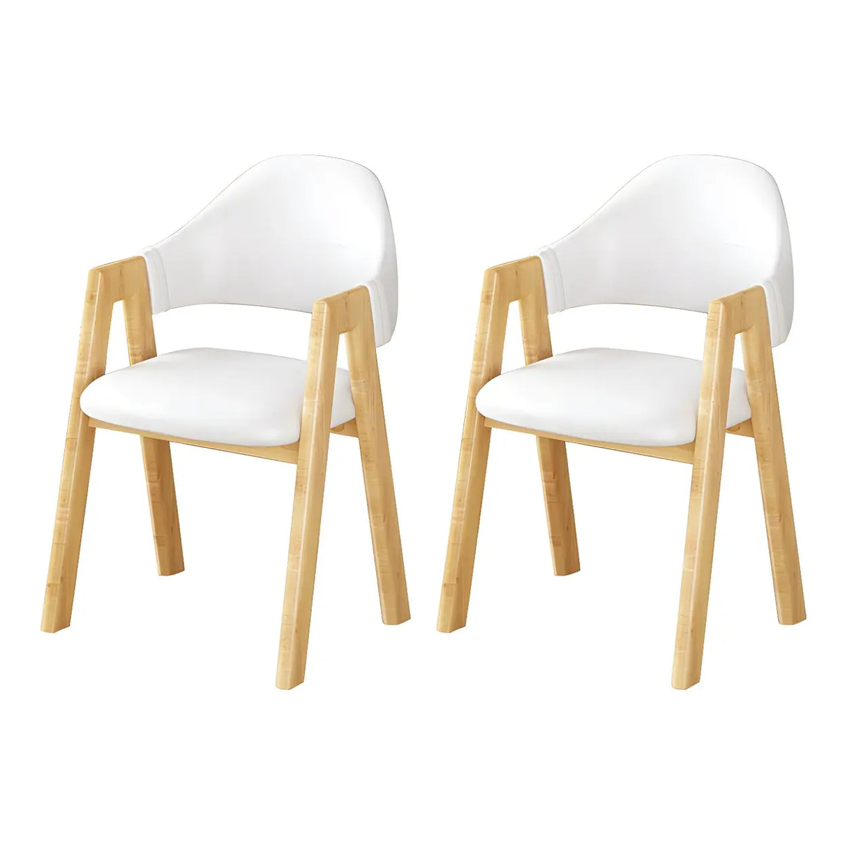 Open Back Cotton Leather Dining Arm Chair with Wood Leg Image - 68