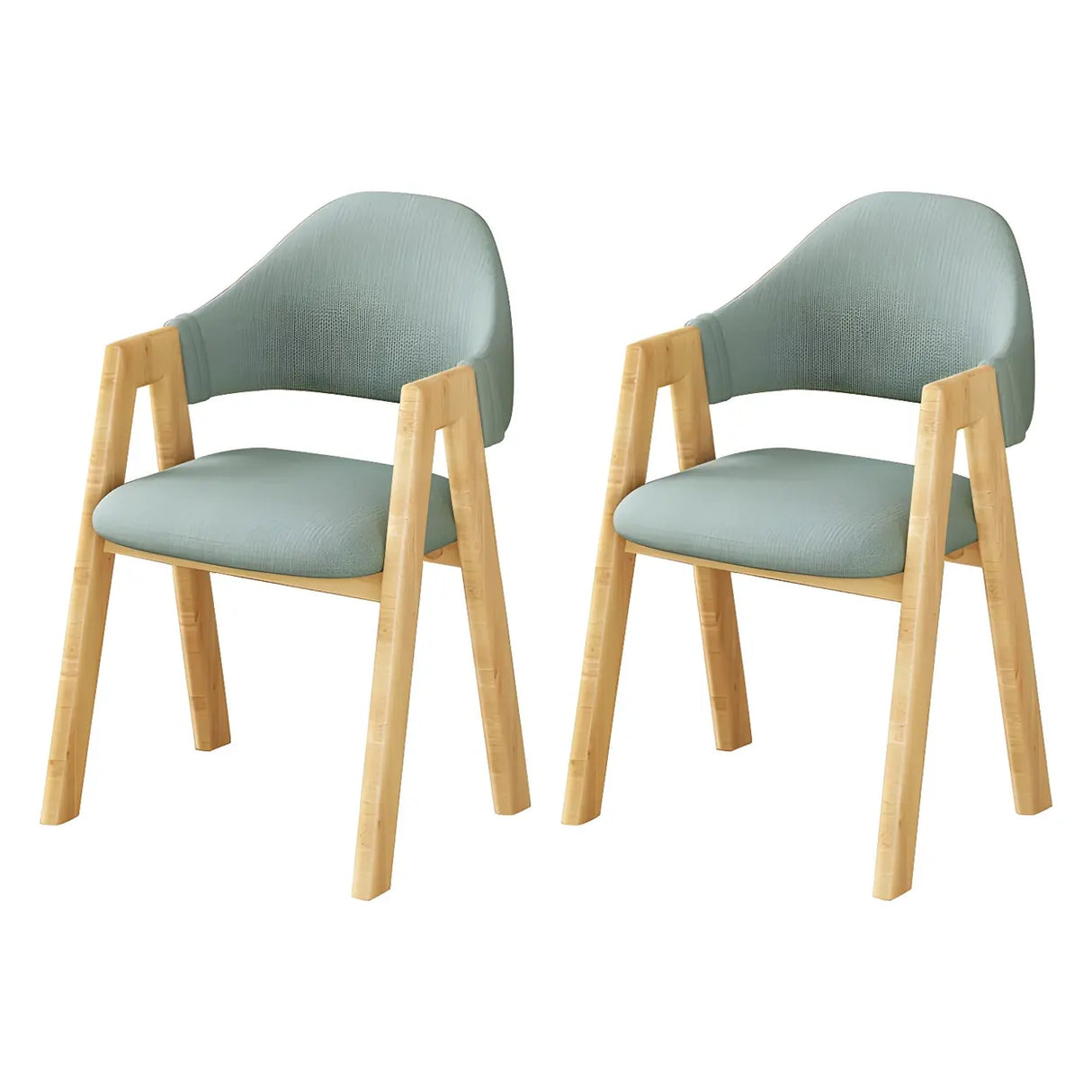 Open Back Cotton Leather Dining Arm Chair with Wood Leg Image - 86