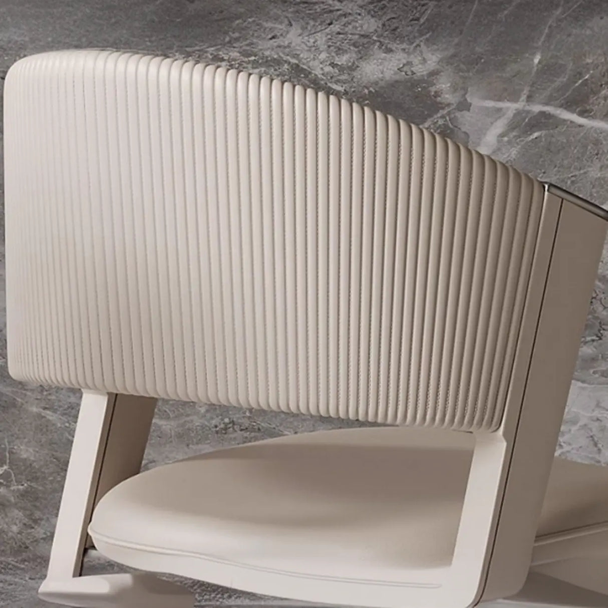 Open Back Faux Leather Seat Metal Dining Chairs Beige Image - 10