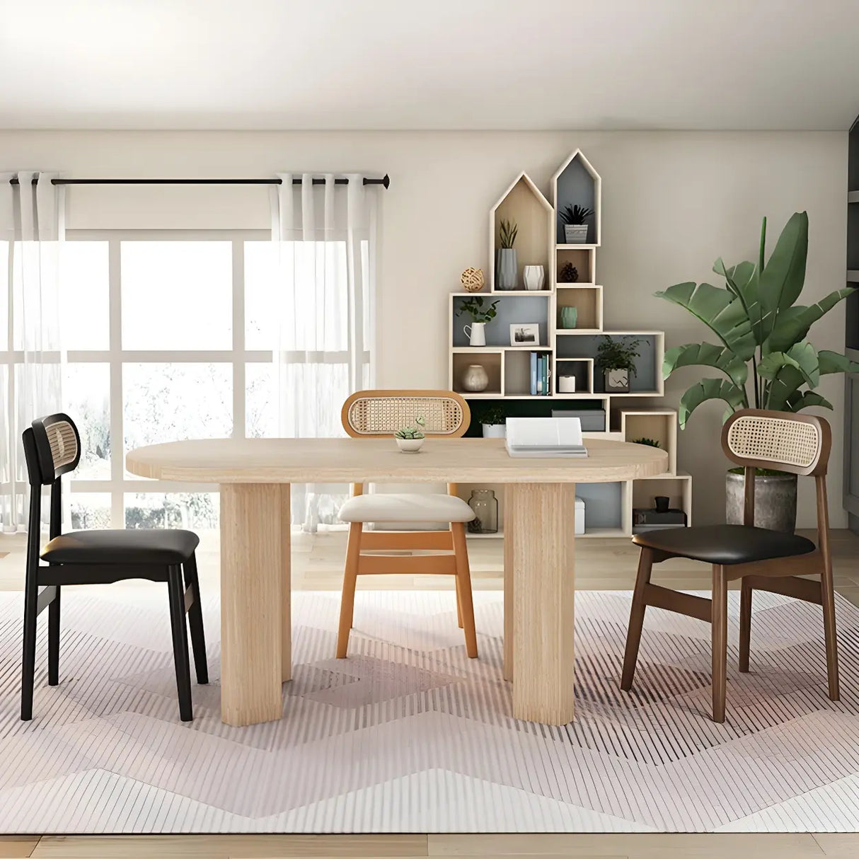 Open Back Faux Leather Upholstered Dining Side Chair Image - 16