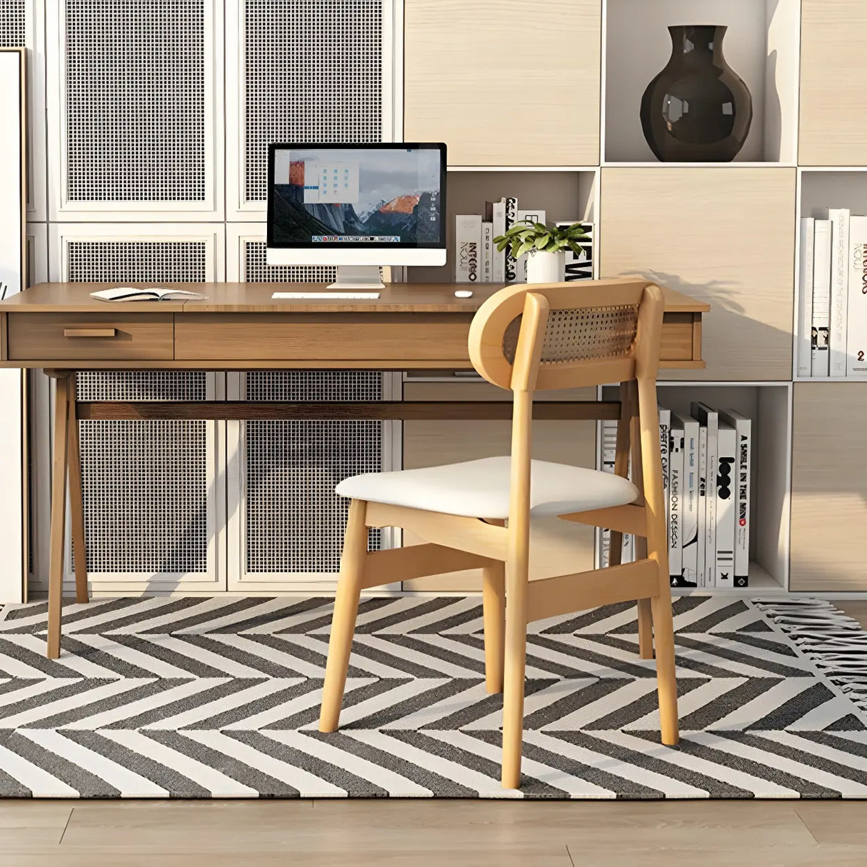 Open Back Faux Leather Upholstered Dining Side Chair Image - 17