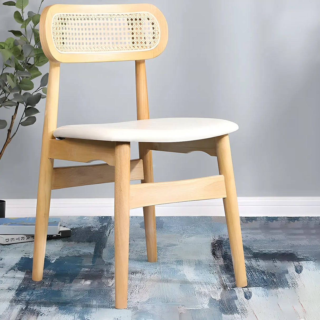 Open Back Faux Leather Upholstered Dining Side Chair Image - 19