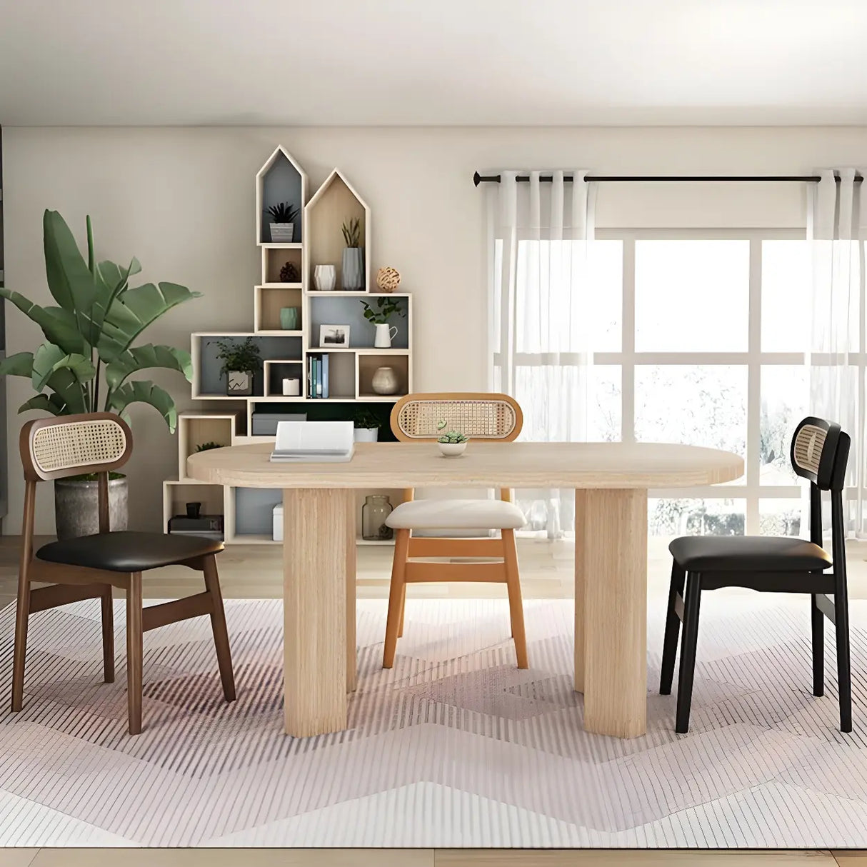 Open Back Faux Leather Upholstered Dining Side Chair Image - 21