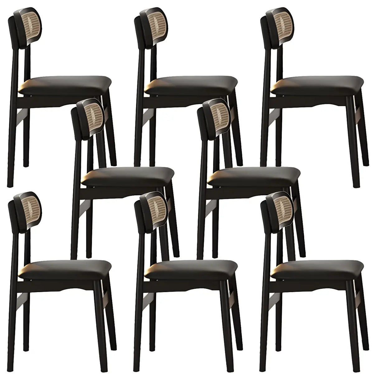 Open Back Faux Leather Upholstered Dining Side Chair Image - 3
