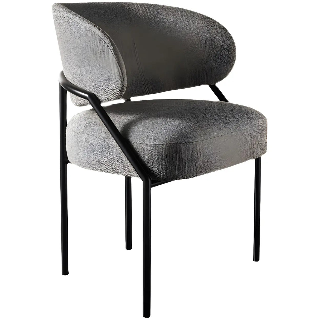 Open Back Iron Leg Faux Leather Dining Side Chair Image - 14