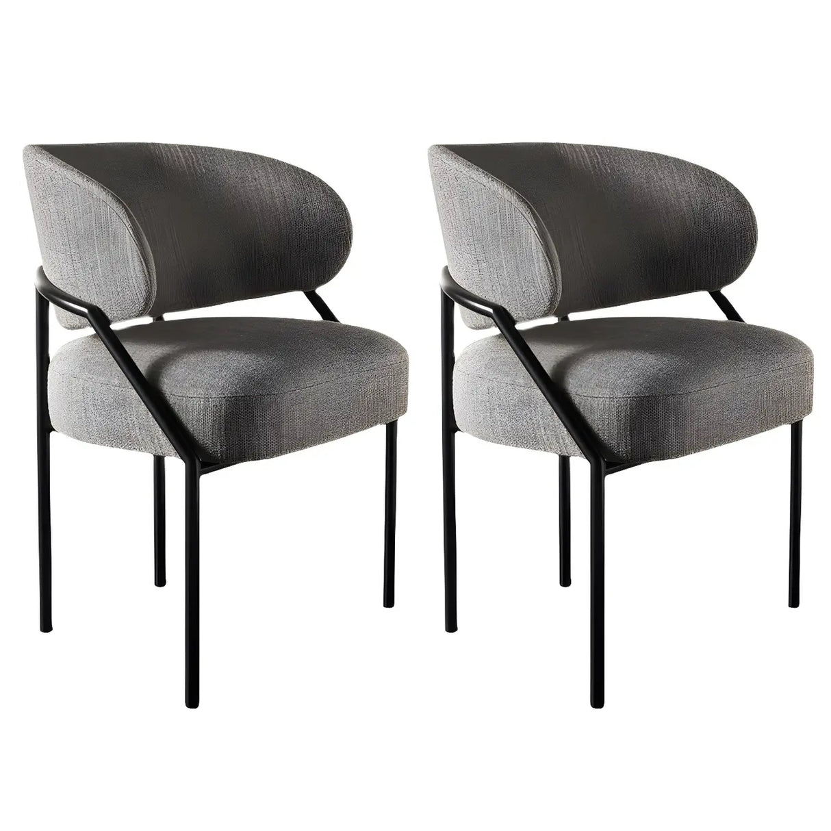 Open Back Iron Leg Faux Leather Dining Side Chair Image - 16