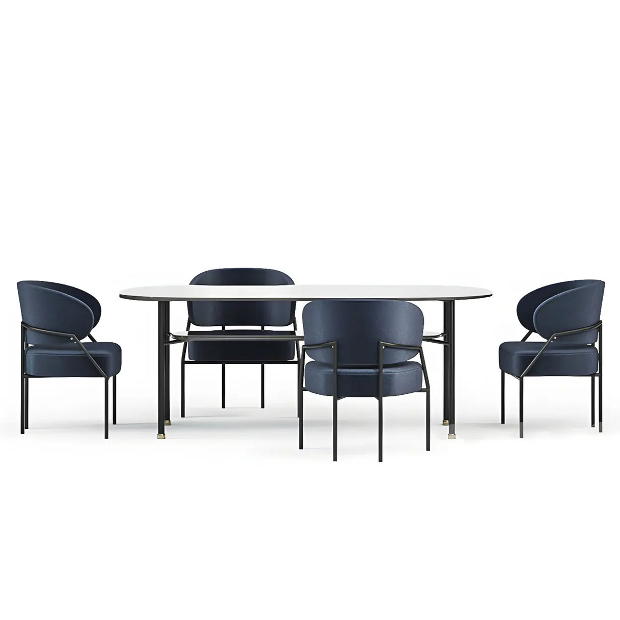 Open Back Iron Leg Faux Leather Dining Side Chair Image - 19