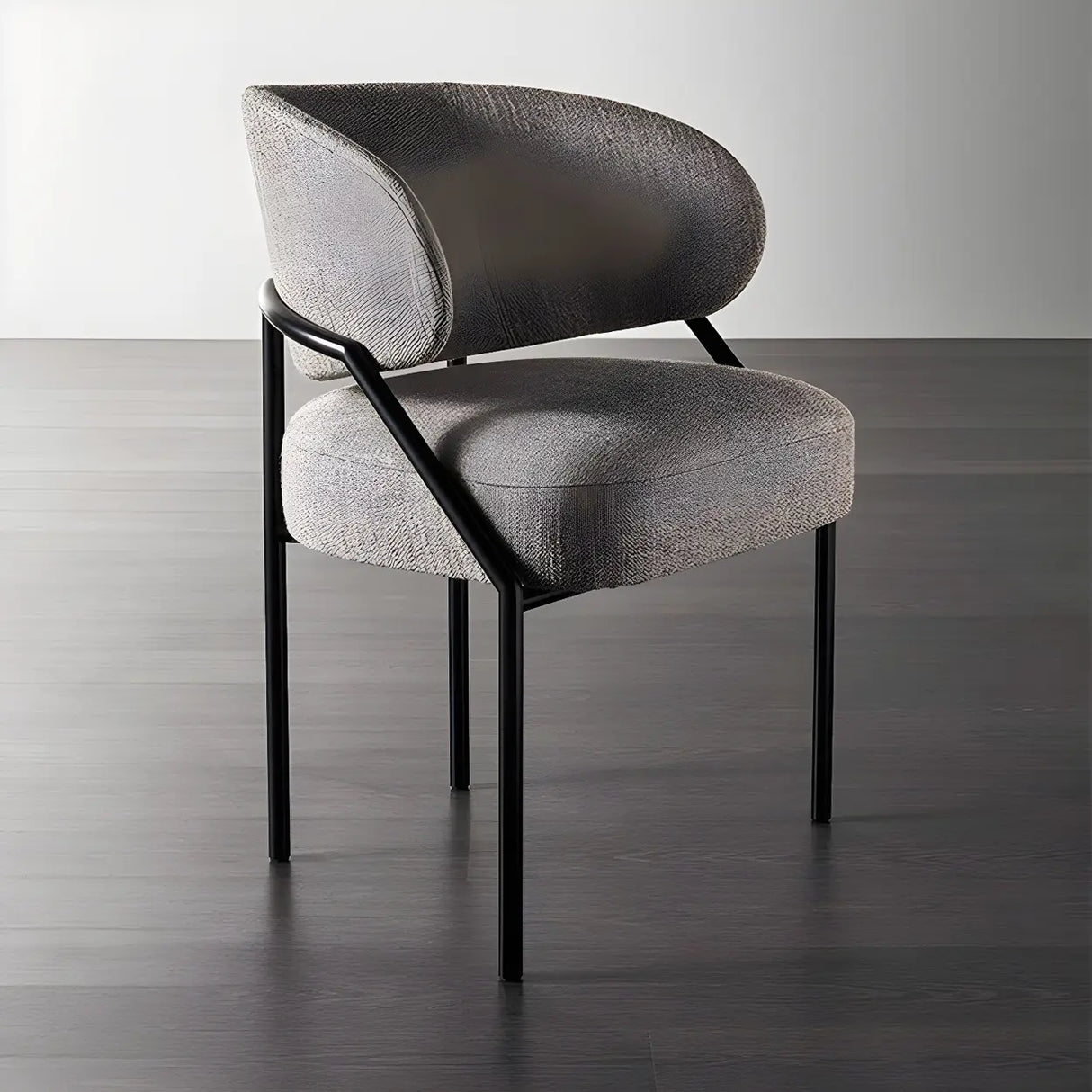 Open Back Iron Leg Faux Leather Dining Side Chair Image - 1