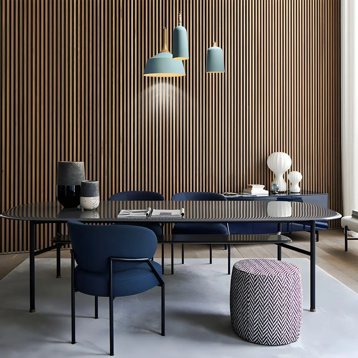 Open Back Iron Leg Faux Leather Dining Side Chair Image - 23