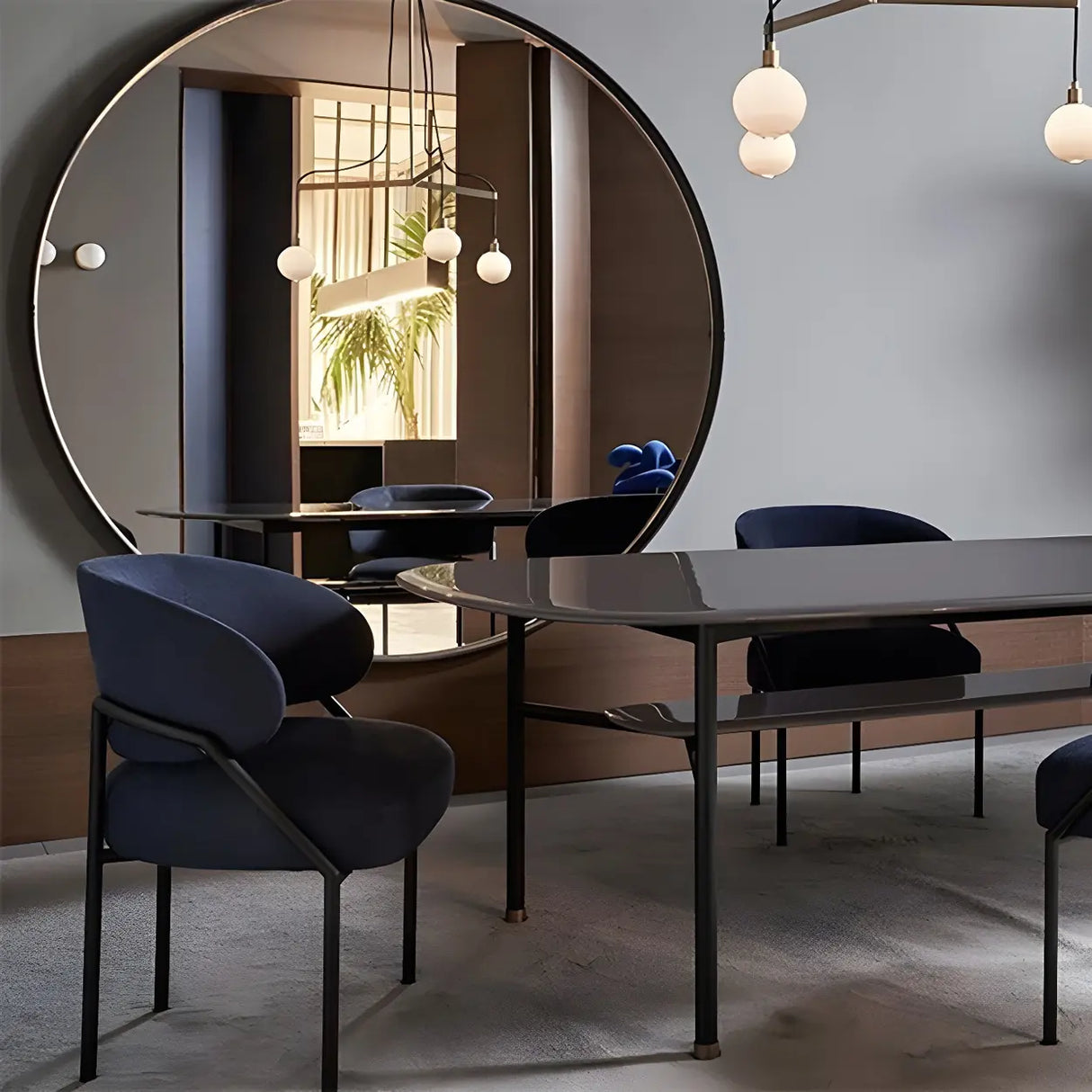 Open Back Iron Leg Faux Leather Dining Side Chair Image - 24