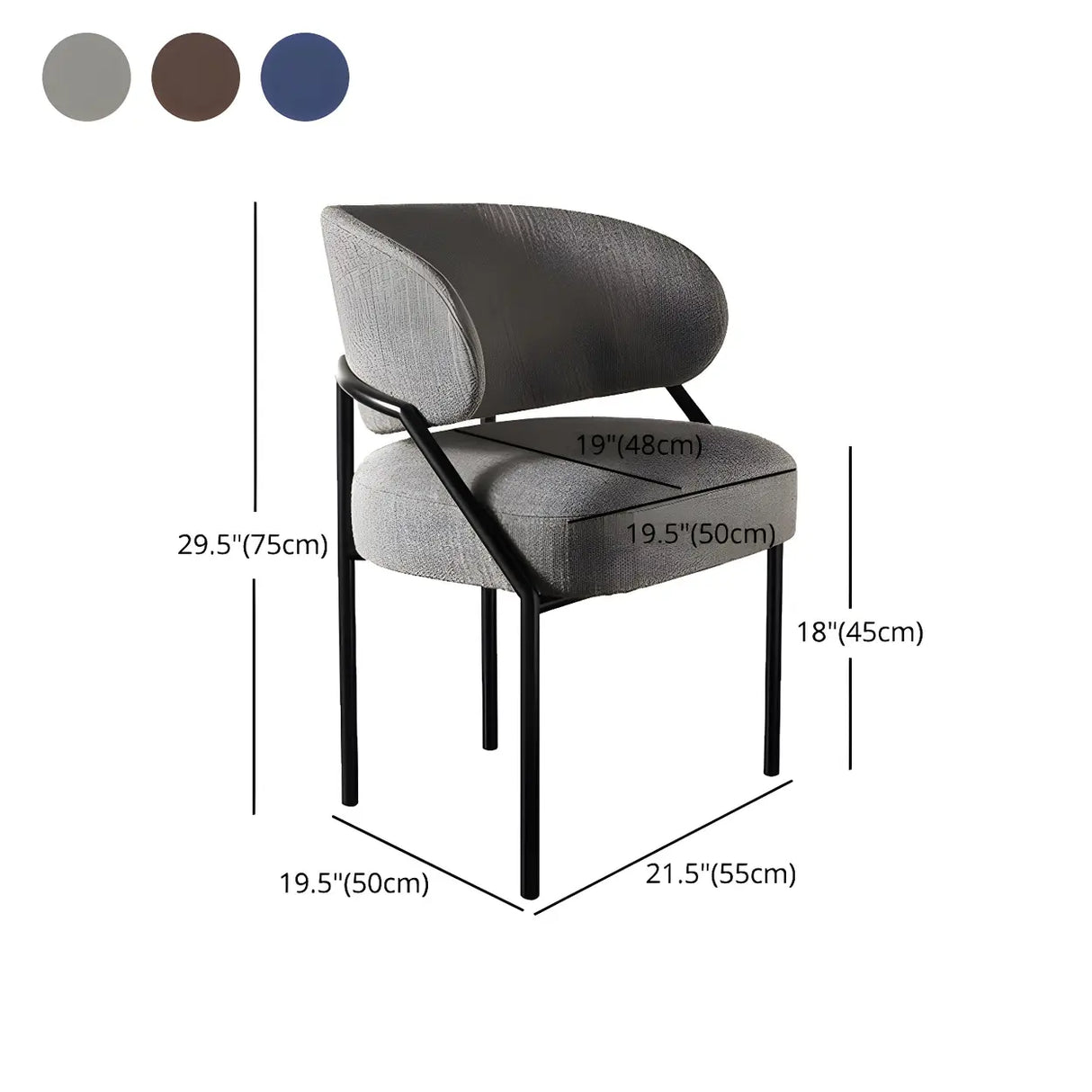 Open Back Iron Leg Faux Leather Dining Side Chair
